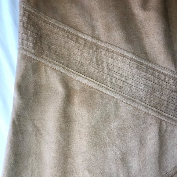 Lafayette 148 New York 100% Suede Midi A Line Skirt Tan Size 20 - Picture 15 of 16